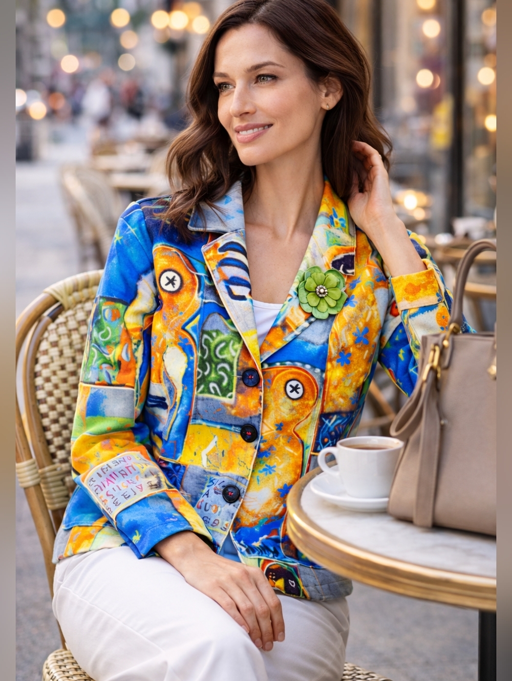 Aventures des Toiles Art Blazer Wearable Art Size 40 Rare Collector Piece - Picture 2 of 11
